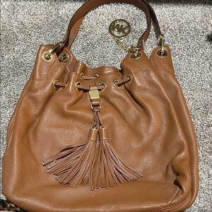 Michael Kors Tan Leather Hobo Bag with Tassel